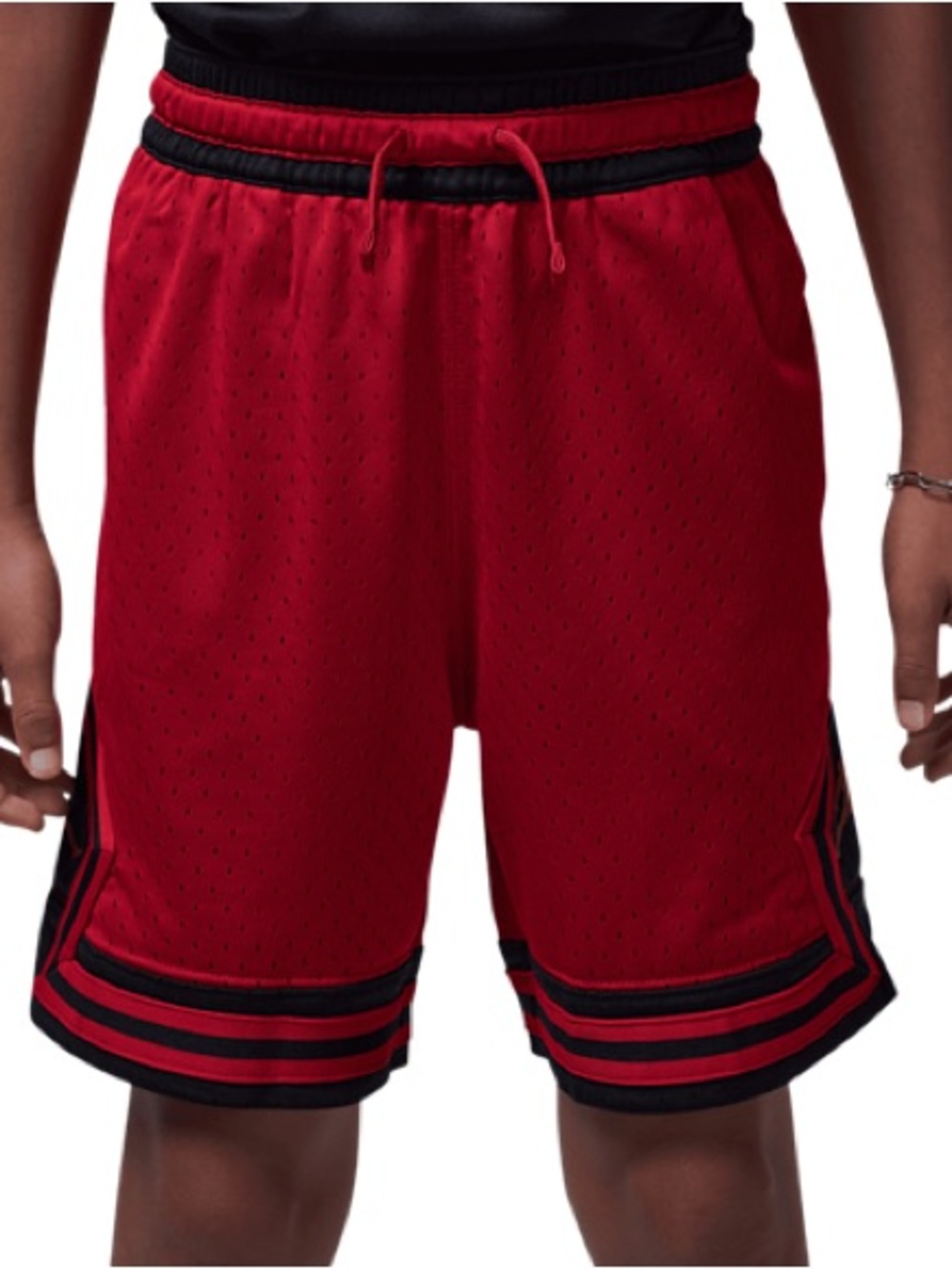 Jordan Red Mesh Athletic Shorts with Black Trim Size Large Kids